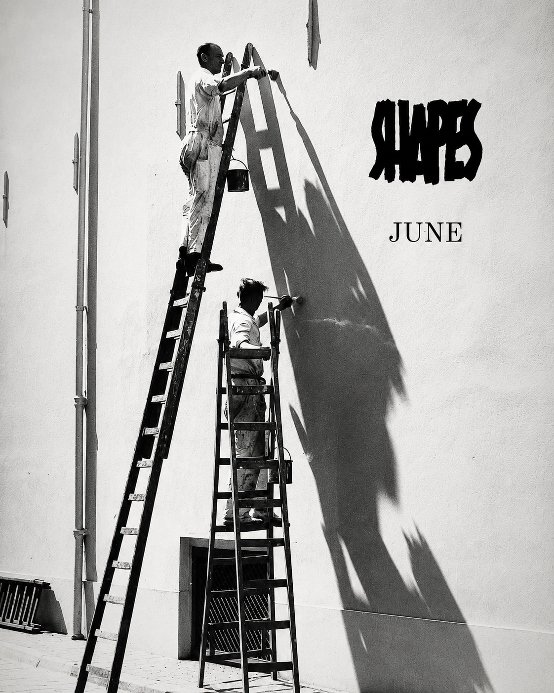 Black and white Shapes mural artwork